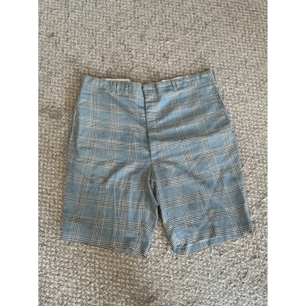 Vintage Towncraft Penn-Prest Penneys Mens Blue Plaid Shorts Glen Check 37 Waist